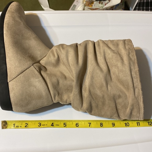 Comfortview faux suede rounded toe slouch boots, 1 inch heel 10 inch sha… - Picture 3 of 11